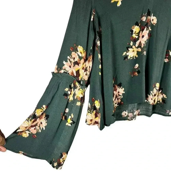 BP. Green Floral Flare Sleeve XS‎ - Picture 3 of 6